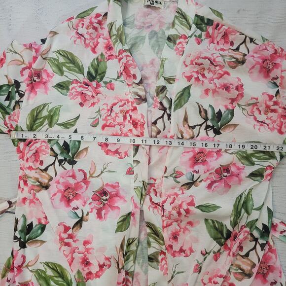 Show Me Your Mumu Size OS Brie Robe Floral Pink Rose Tie 100% Polyester - Picture 10 of 13